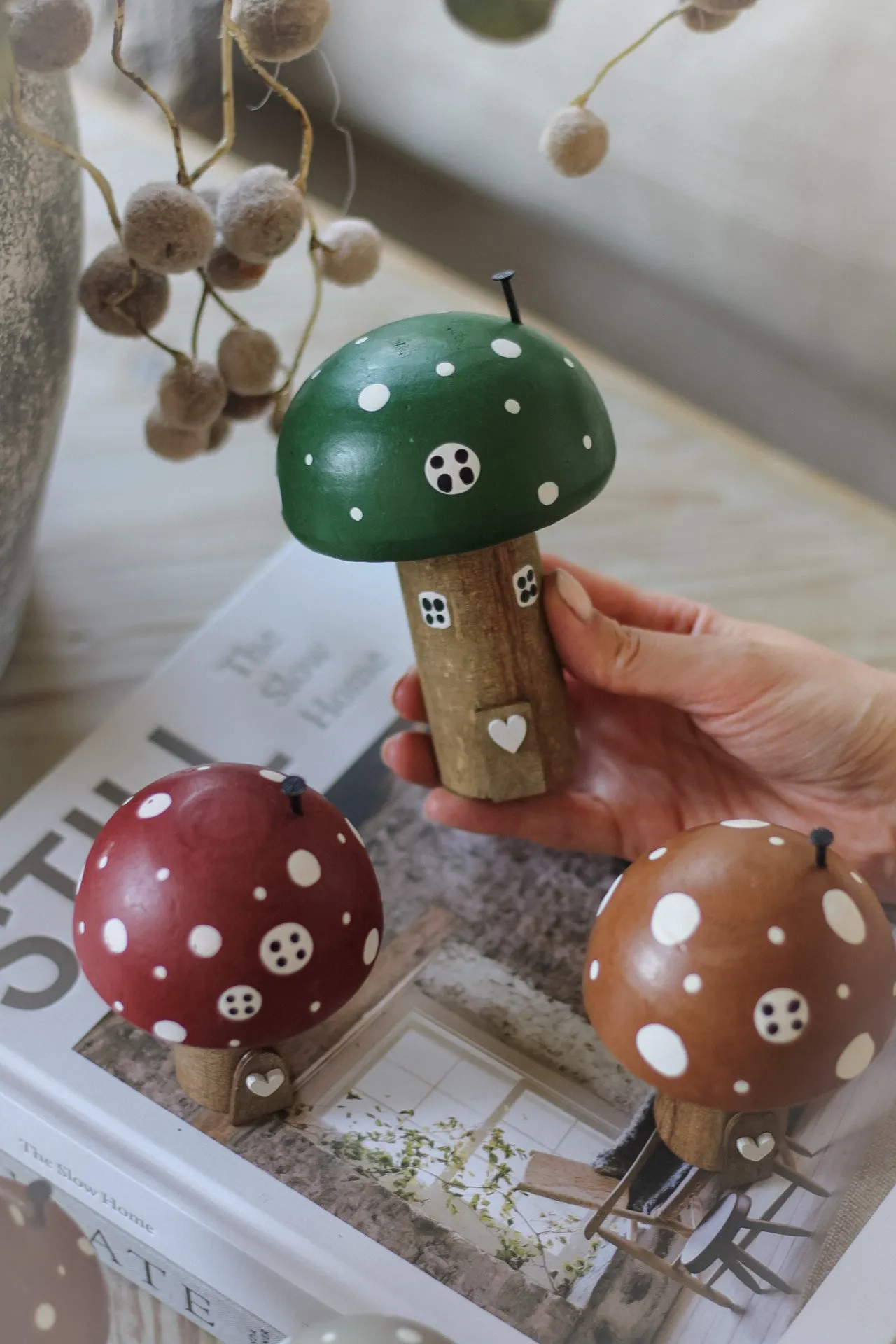 Maroon Wooden Mushroom House
