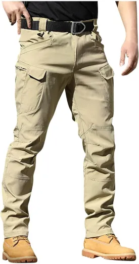 Men Cargo Pants with Pockets Ripstop Stretch Skinny Fit Hiking Pants Stylish Trousers Workout Joggers Baggy Pants