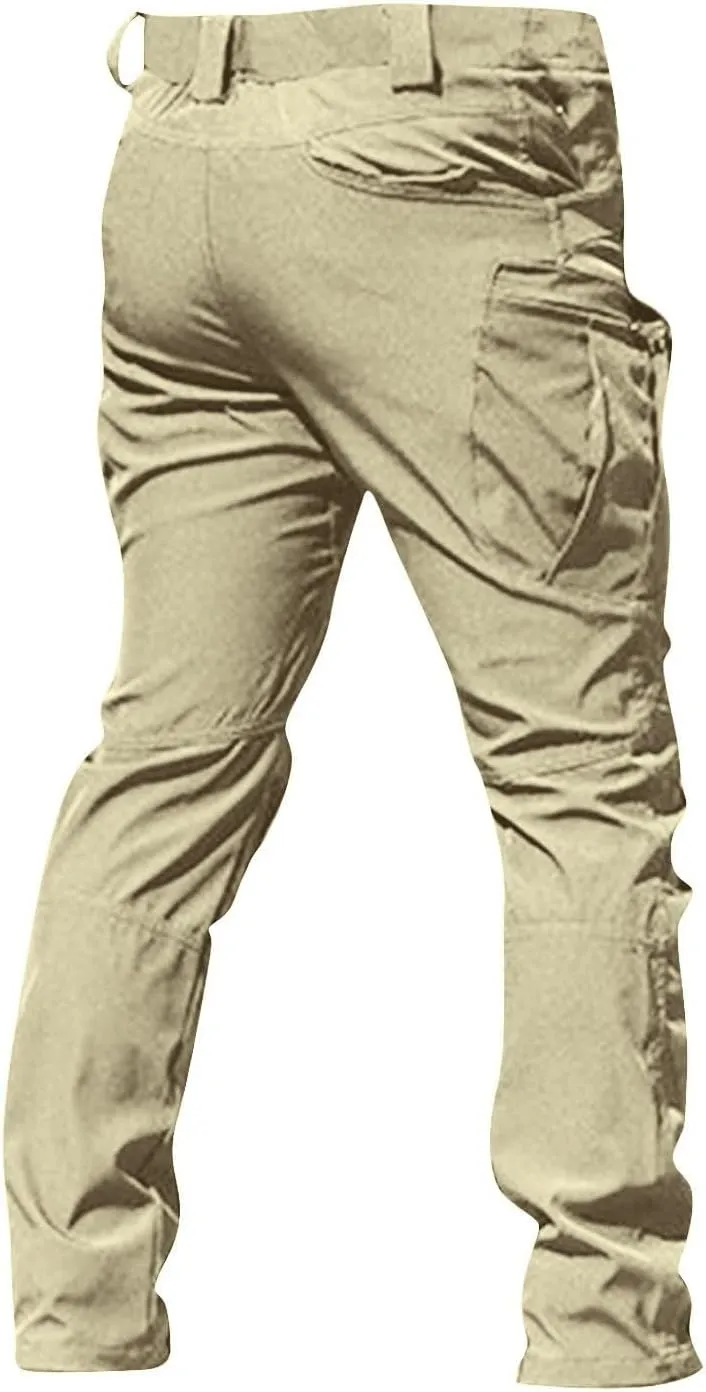 Men Cargo Pants with Pockets Ripstop Stretch Skinny Fit Hiking Pants Stylish Trousers Workout Joggers Baggy Pants