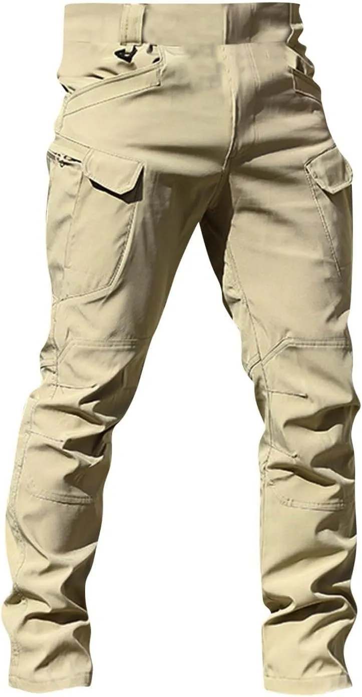 Men Cargo Pants with Pockets Ripstop Stretch Skinny Fit Hiking Pants Stylish Trousers Workout Joggers Baggy Pants
