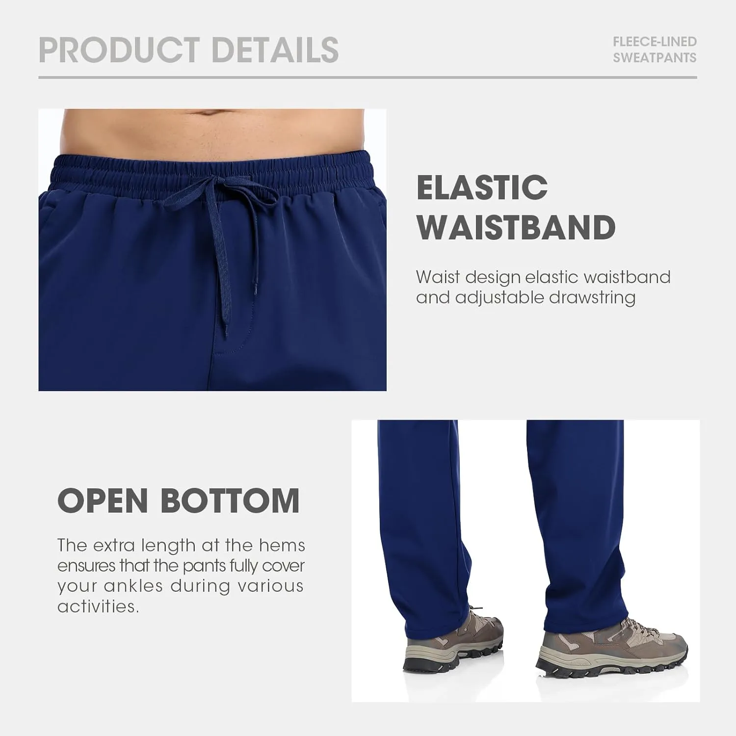 Men's Fleece Lined Jogger Winter Athletic Workout Warm Pants with Zipper Pockets