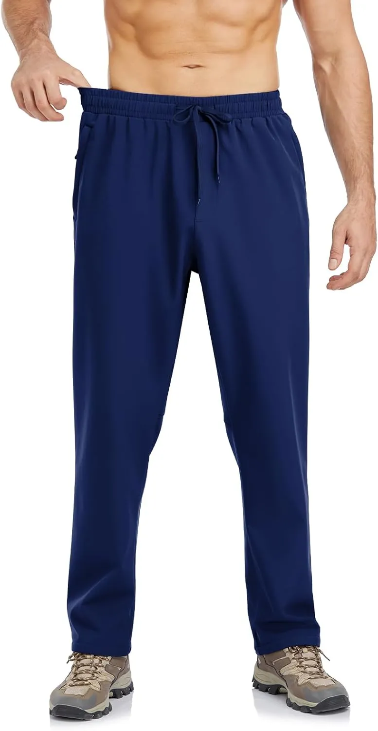 Men's Fleece Lined Jogger Winter Athletic Workout Warm Pants with Zipper Pockets