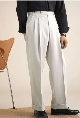 Mens Pants Classic Gurkha Dress Pants Slim Fit Flat Front Casual Business Lightweight Trousers