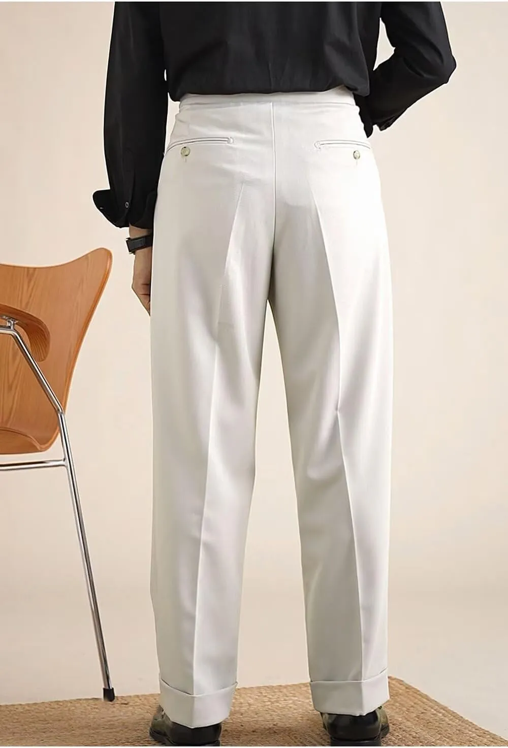Mens Pants Classic Gurkha Dress Pants Slim Fit Flat Front Casual Business Lightweight Trousers