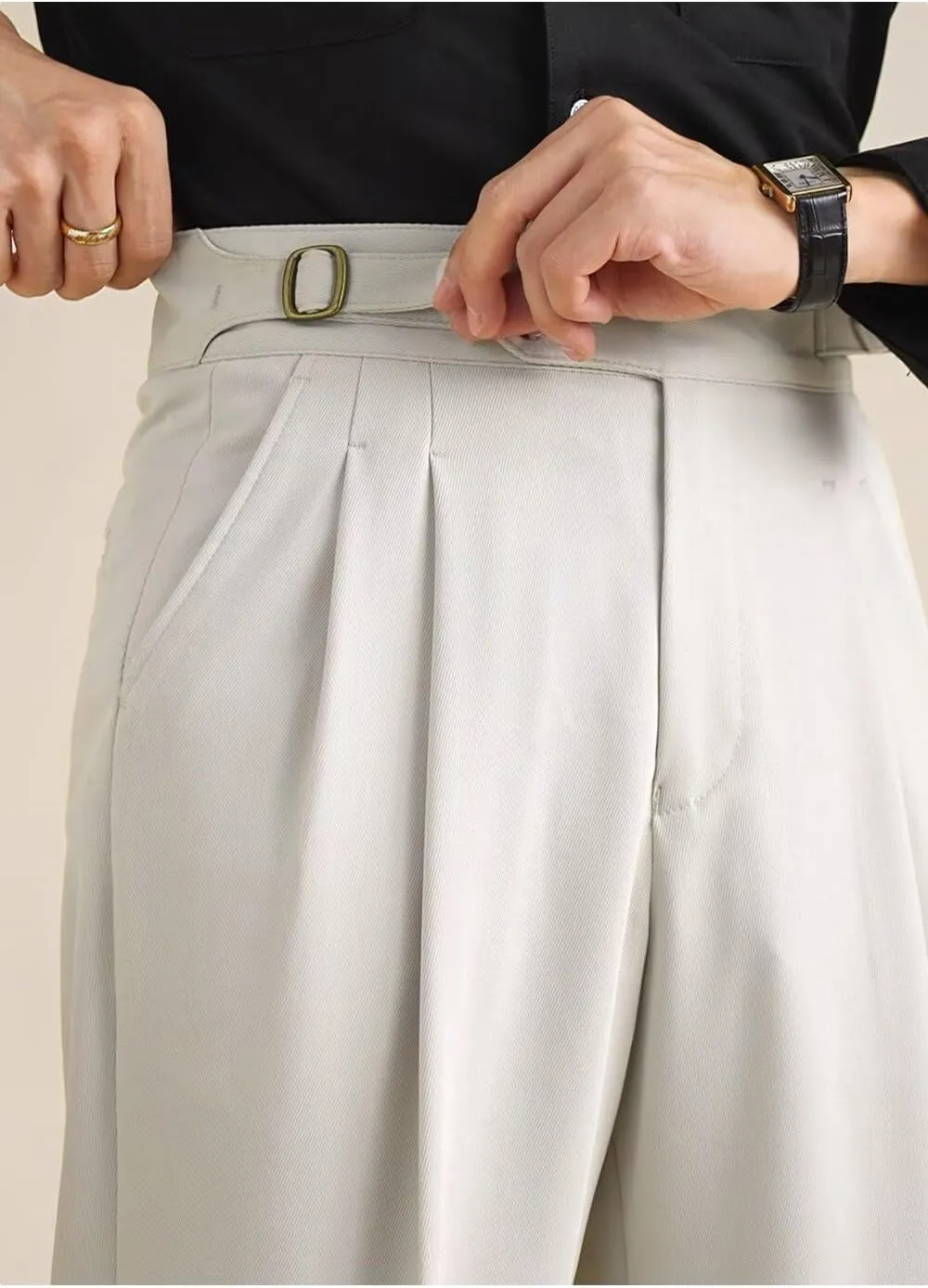 Mens Pants Classic Gurkha Dress Pants Slim Fit Flat Front Casual Business Lightweight Trousers