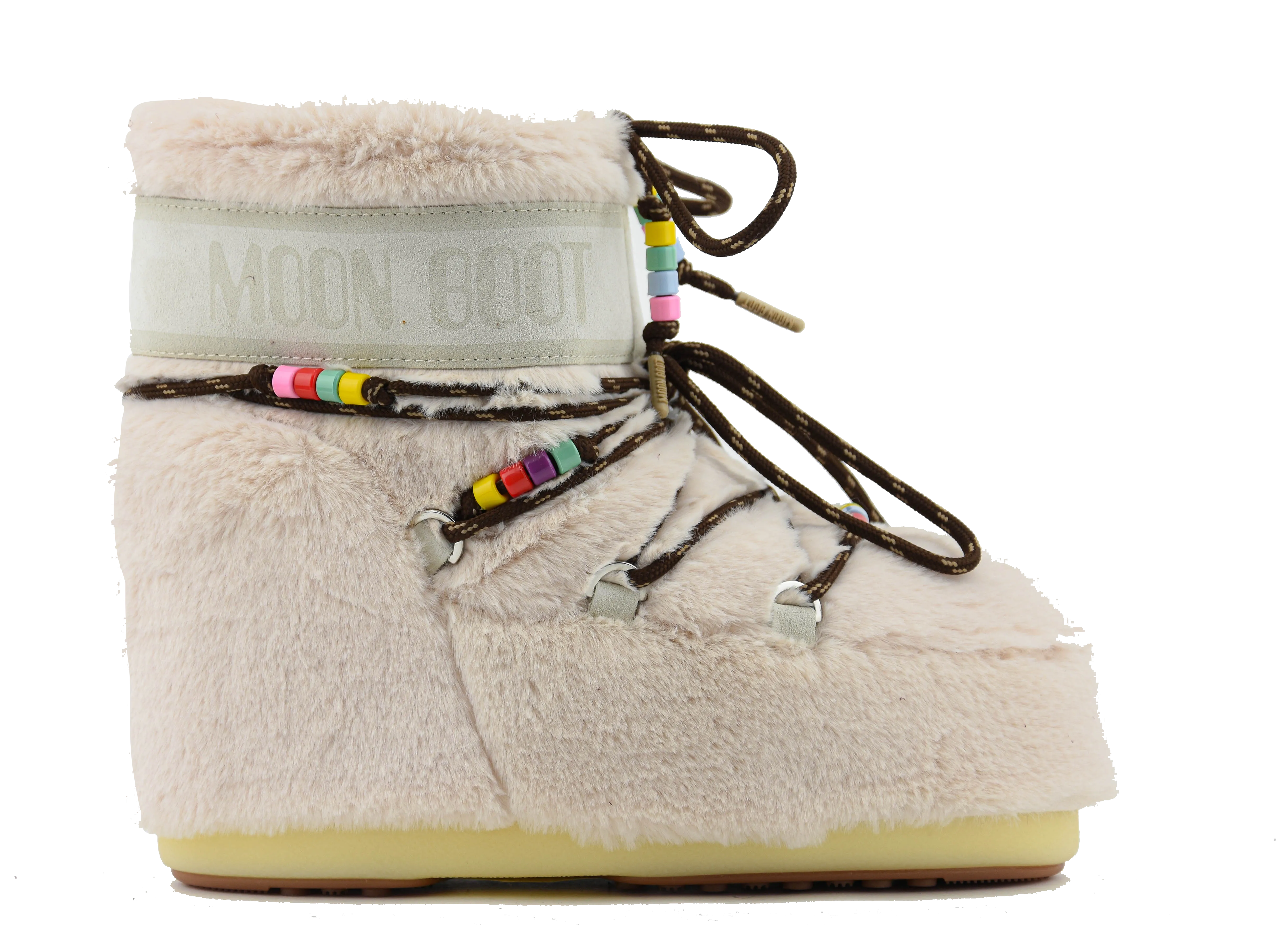 MOONBOOT ICON LOW FAUX FUR BEADS CREAM