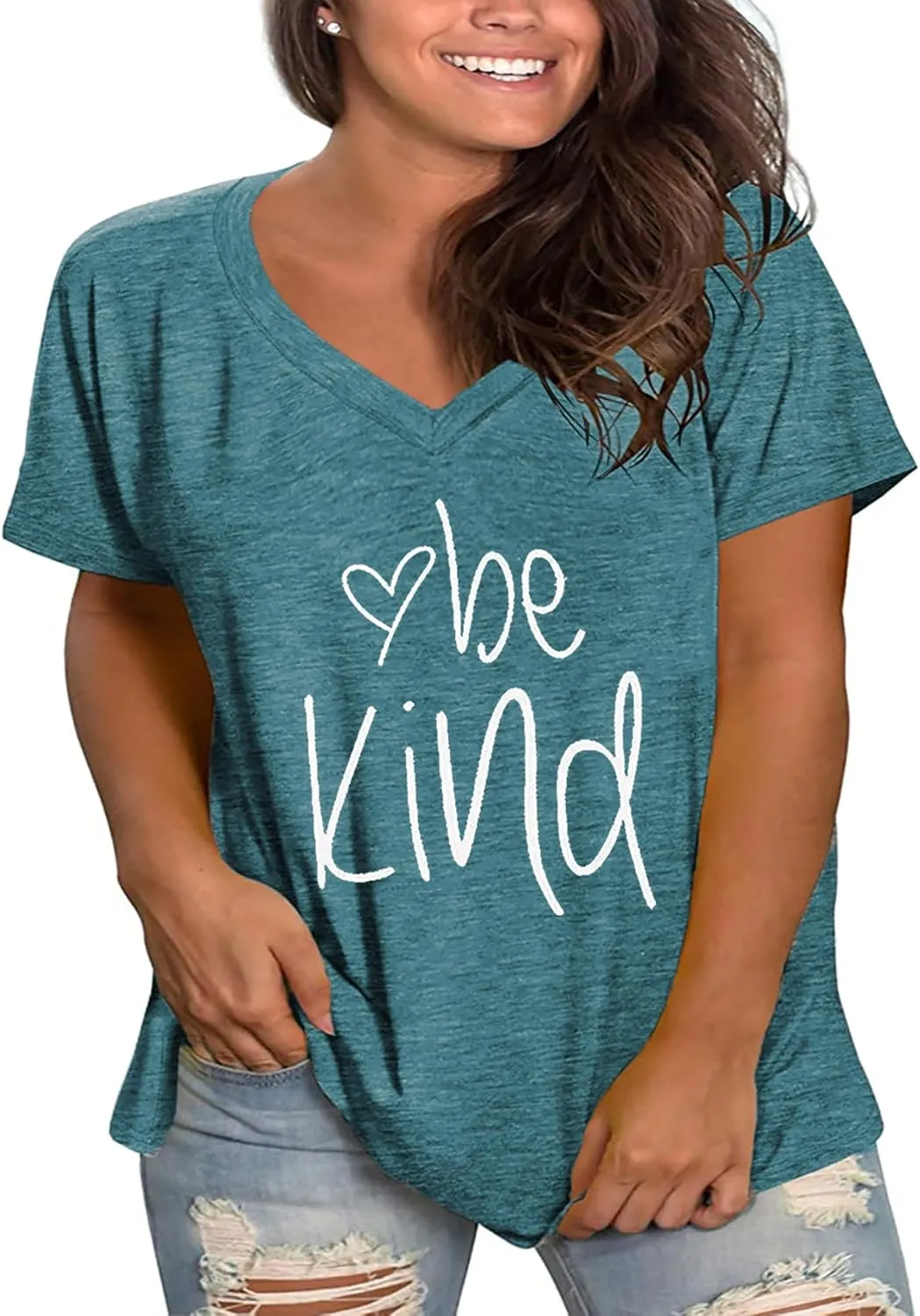 Plus Size Be Kind Shirts Womens V Neck Tshirt Graphic Tees Short Sleeve Summer Tops