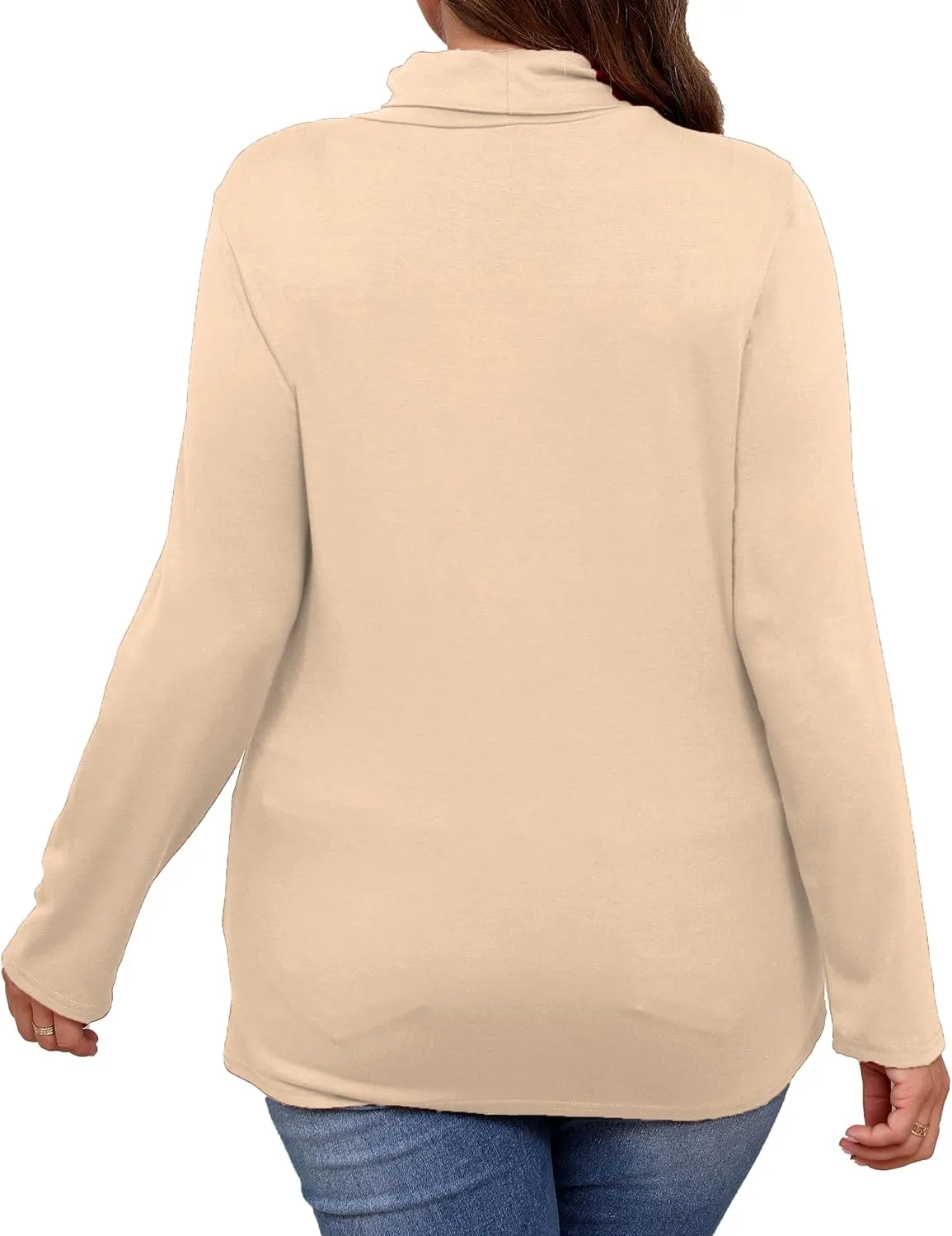 Plus Size Turtleneck Shirt Women Long Sleeve Slim Fit Mock Neck Bodycon Tops