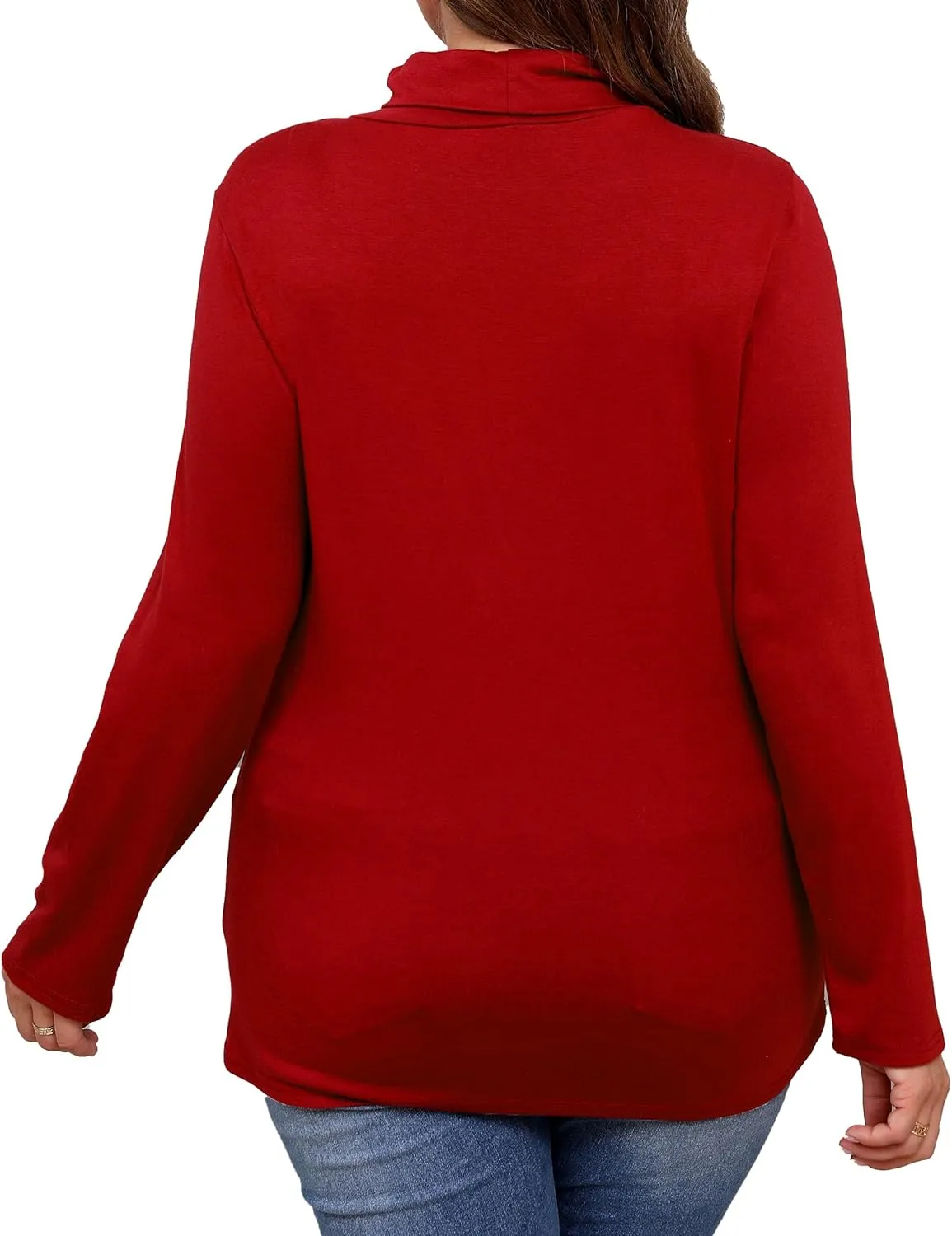 Plus Size Turtleneck Shirt Women Long Sleeve Slim Fit Mock Neck Bodycon Tops