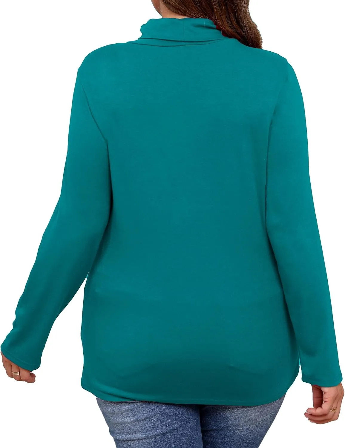 Plus Size Turtleneck Shirt Women Long Sleeve Slim Fit Mock Neck Bodycon Tops