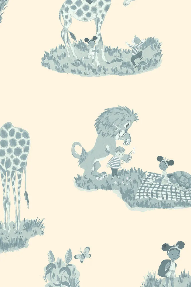 Poodle & Blonde Story Time Bluebell Wallpaper