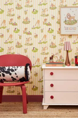 Poodle & Blonde Story Time Daisy Stripe Wallpaper