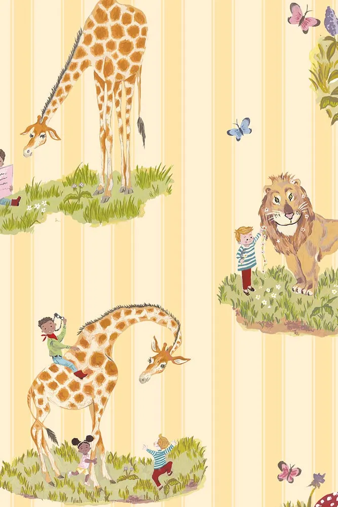 Poodle & Blonde Story Time Daisy Stripe Wallpaper