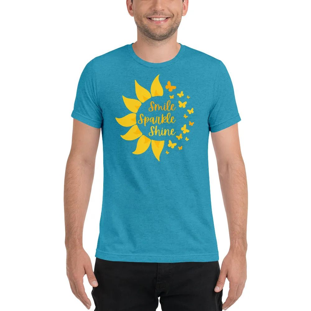 Smile Sparkle Shine Sun Butterfly - Short sleeve t-shirt, comfy, soft, fitted look