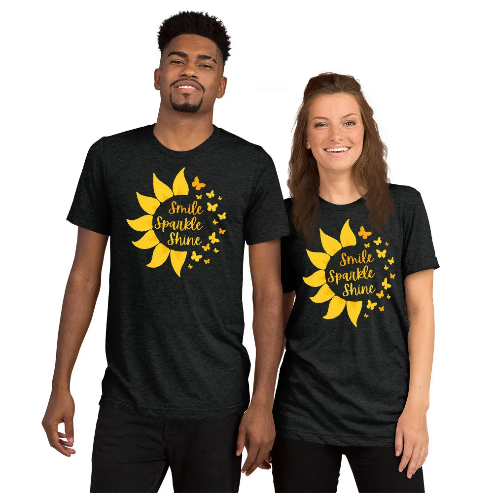 Smile Sparkle Shine Sun Butterfly - Short sleeve t-shirt, comfy, soft, fitted look