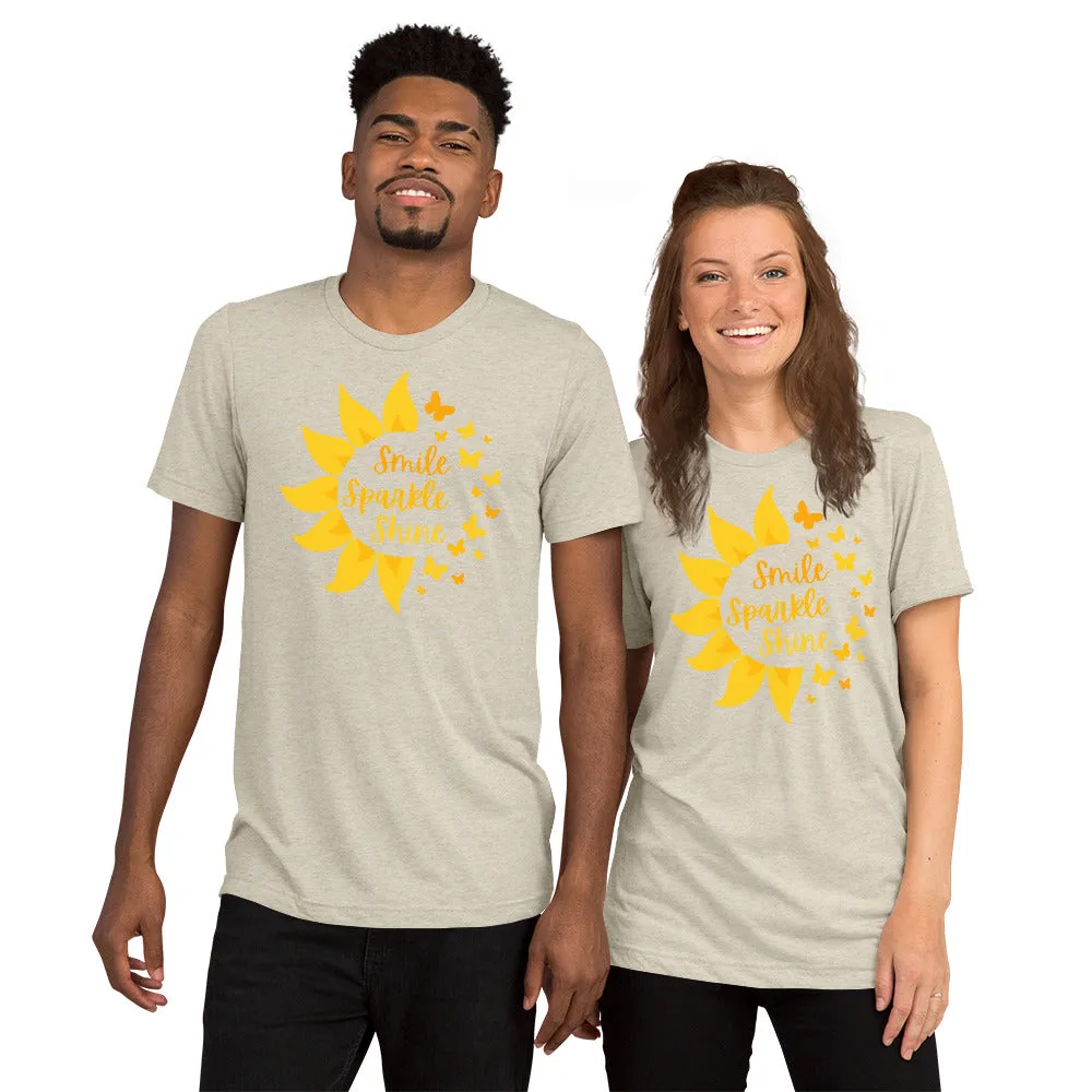 Smile Sparkle Shine Sun Butterfly - Short sleeve t-shirt, comfy, soft, fitted look
