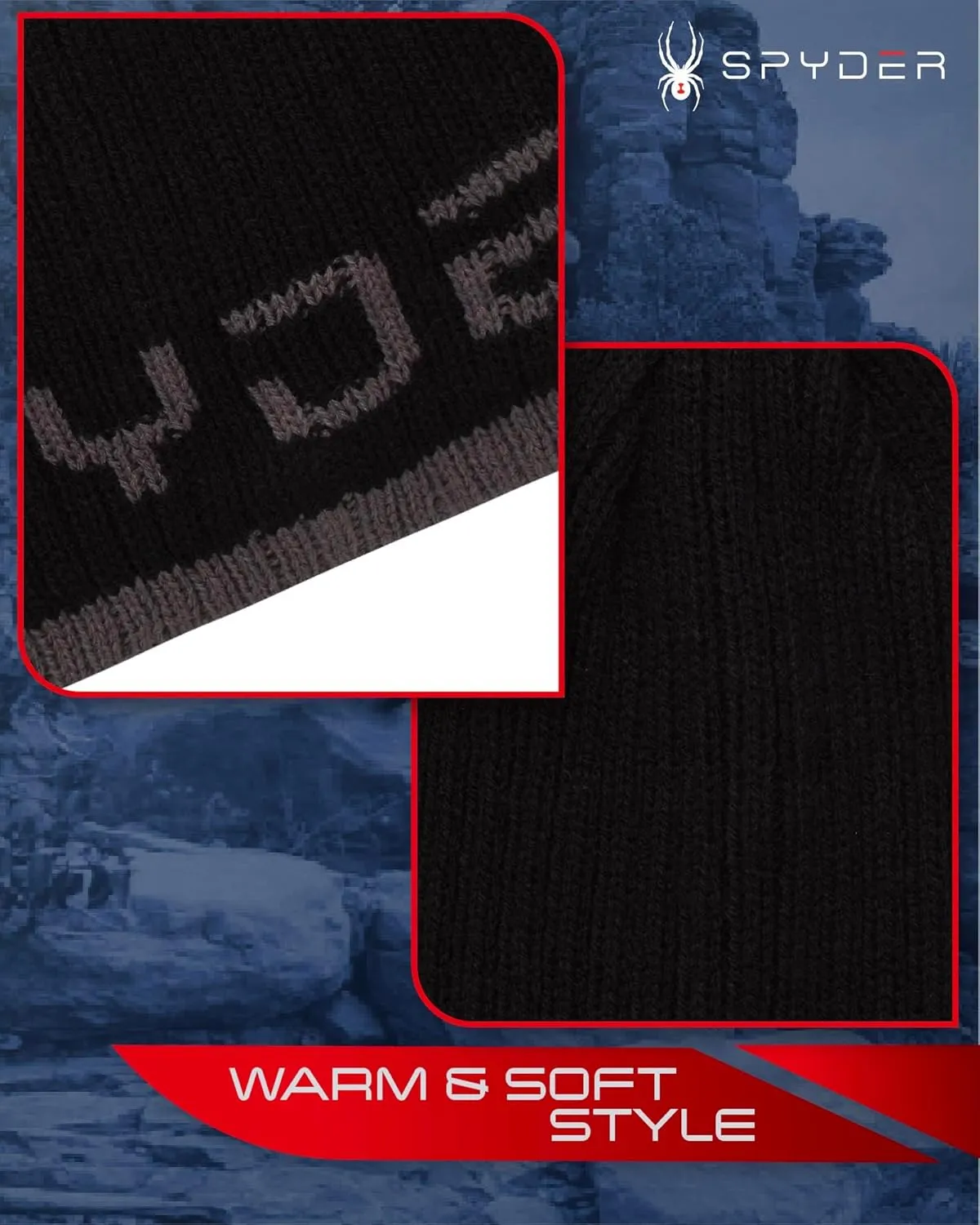 Spyder Men's Beanie - Lightweight Winter Rib Slouchy Beanie for Men - Soft and Warm Mens Beanie Hat, Skull Cap & Winter Hats