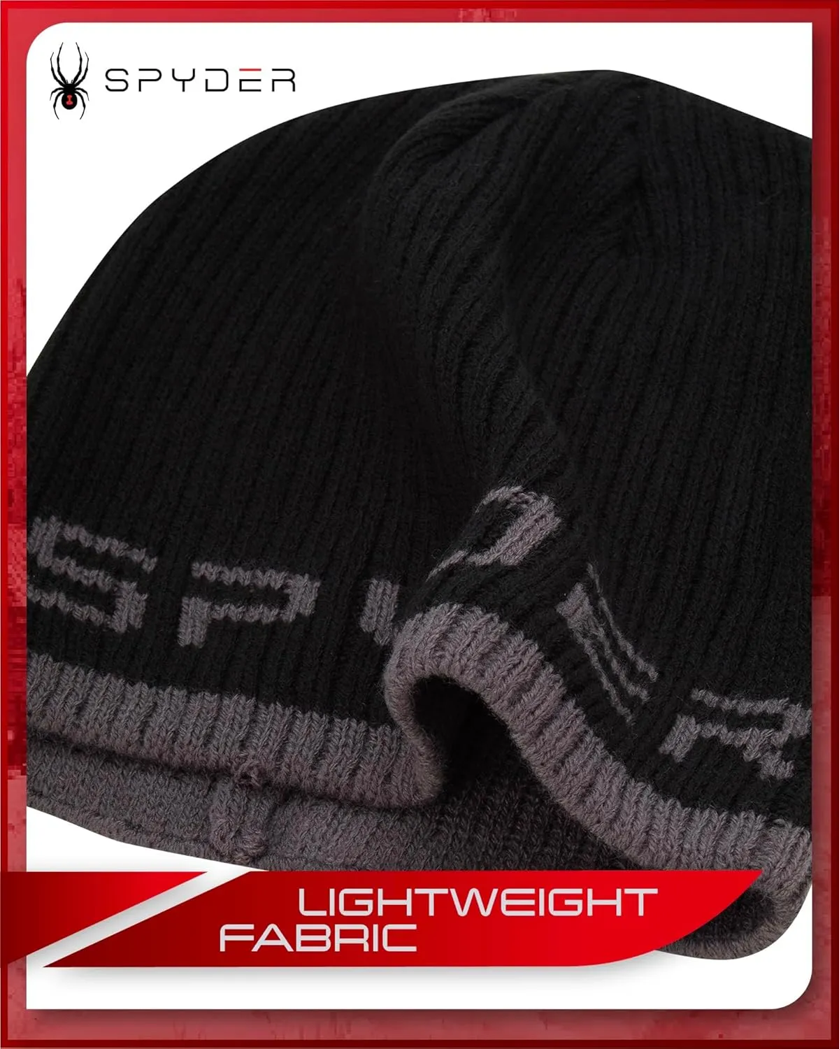 Spyder Men's Beanie - Lightweight Winter Rib Slouchy Beanie for Men - Soft and Warm Mens Beanie Hat, Skull Cap & Winter Hats