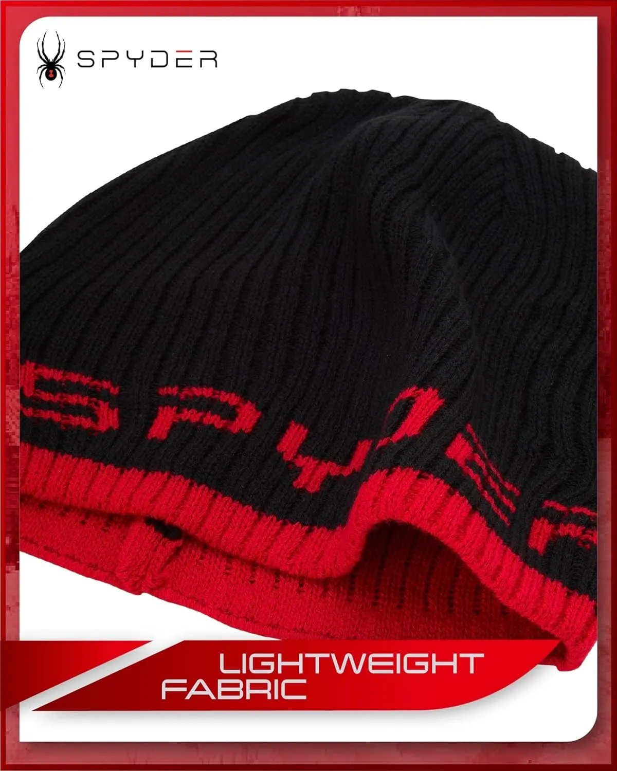 Spyder Men's Beanie - Lightweight Winter Rib Slouchy Beanie for Men - Soft and Warm Mens Beanie Hat, Skull Cap & Winter Hats
