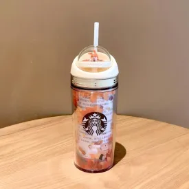 Starbucks China Spinning Top Autumn Leaves and Rabbit Water Bottle (Starbucks Autumn Forest Edition)