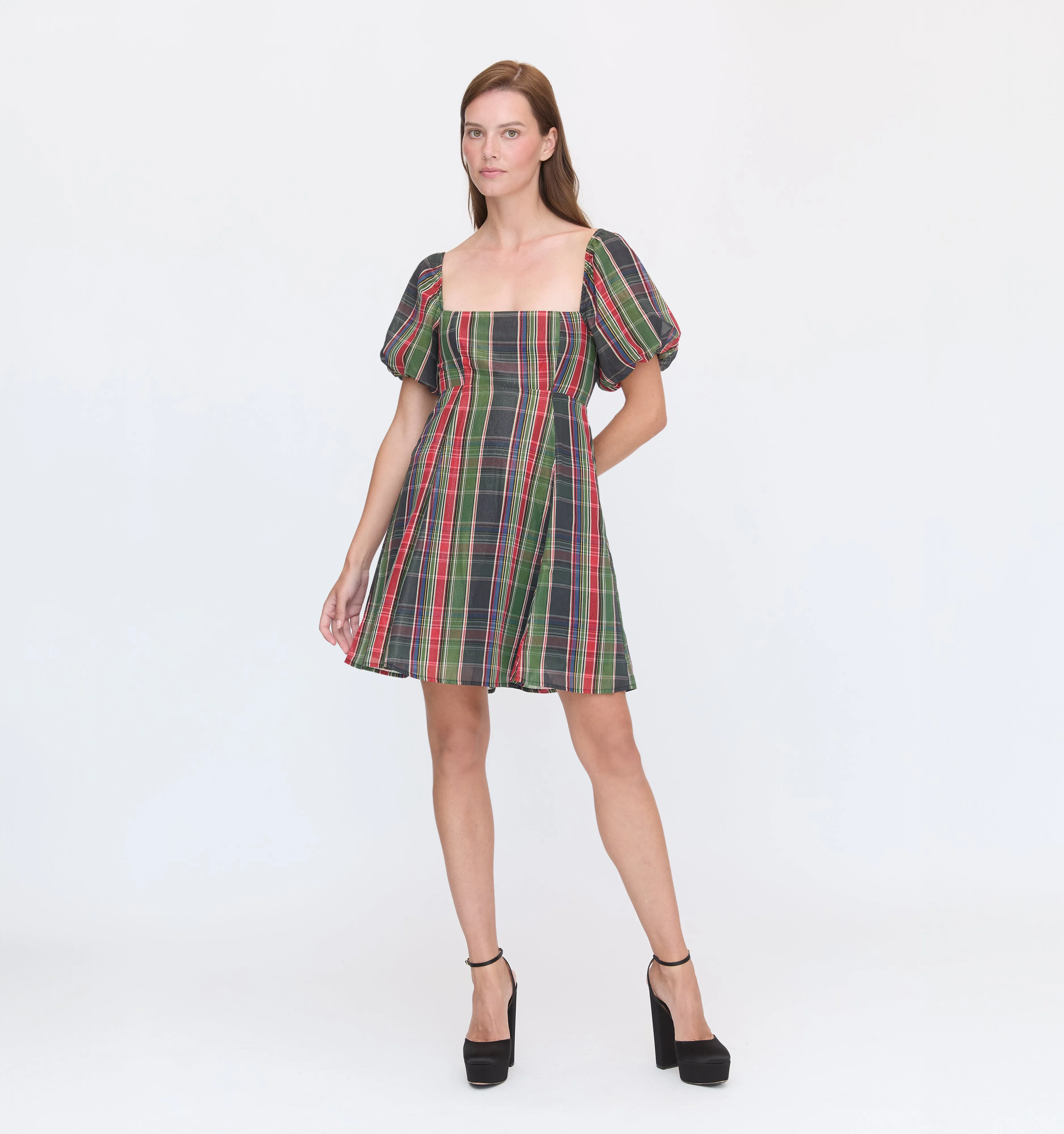 The Matilda Mini Dress - Tartan Lamé