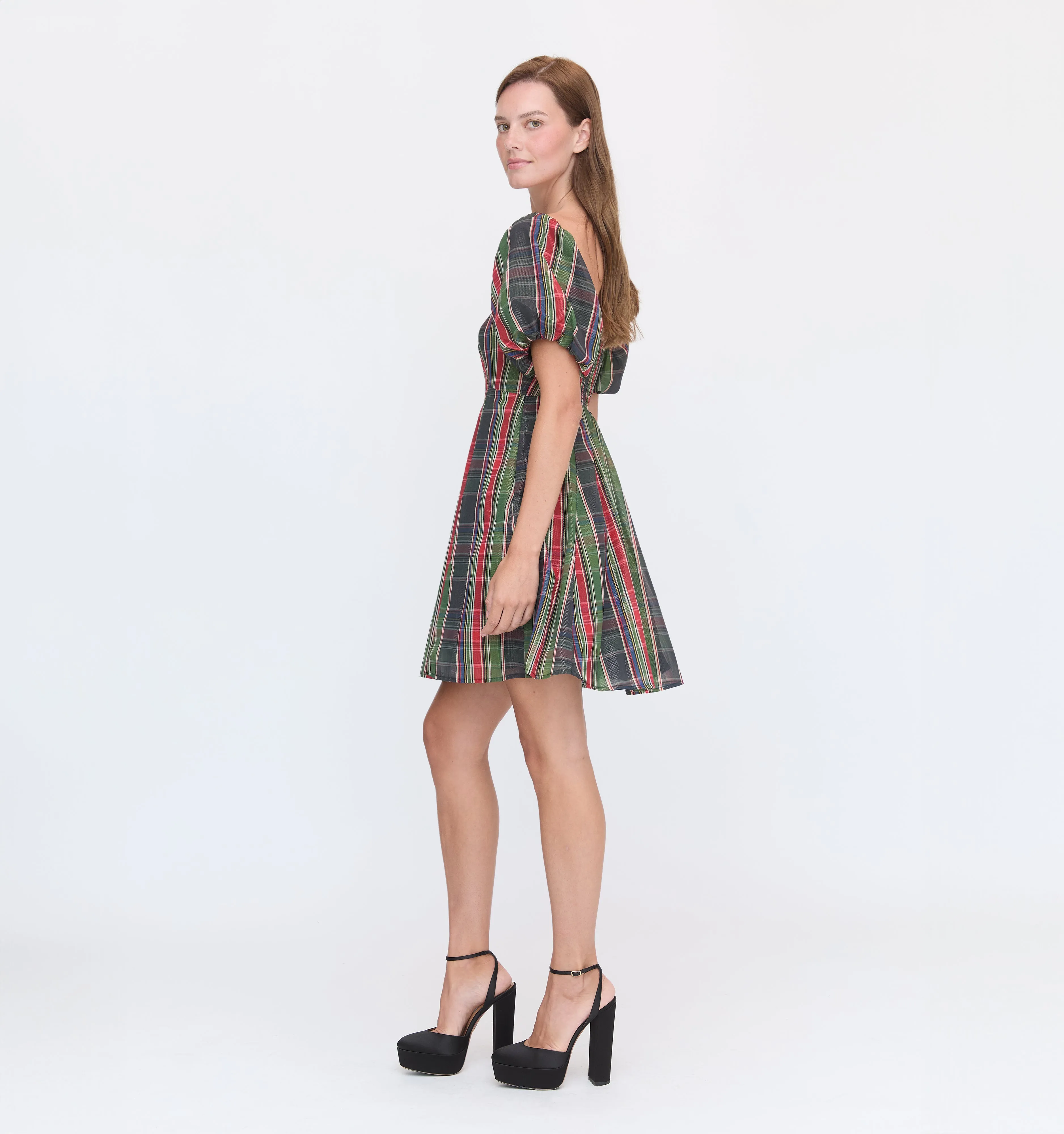 The Matilda Mini Dress - Tartan Lamé