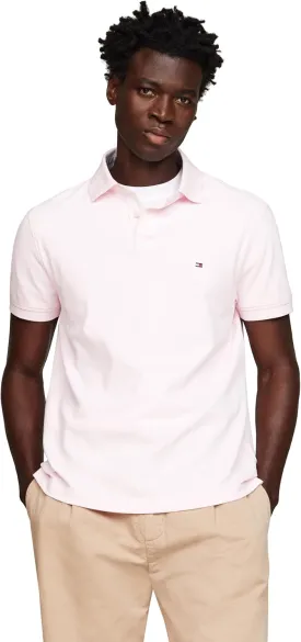 Tommy Hilfiger Men's Short Sleeve Polo Shirts in Slim Fit with Stretch and Organic Pique Cotton