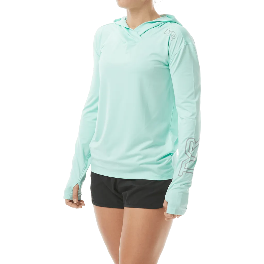 TYR Womens SunDefense Mint Hooded  Long Sleeve Shirt