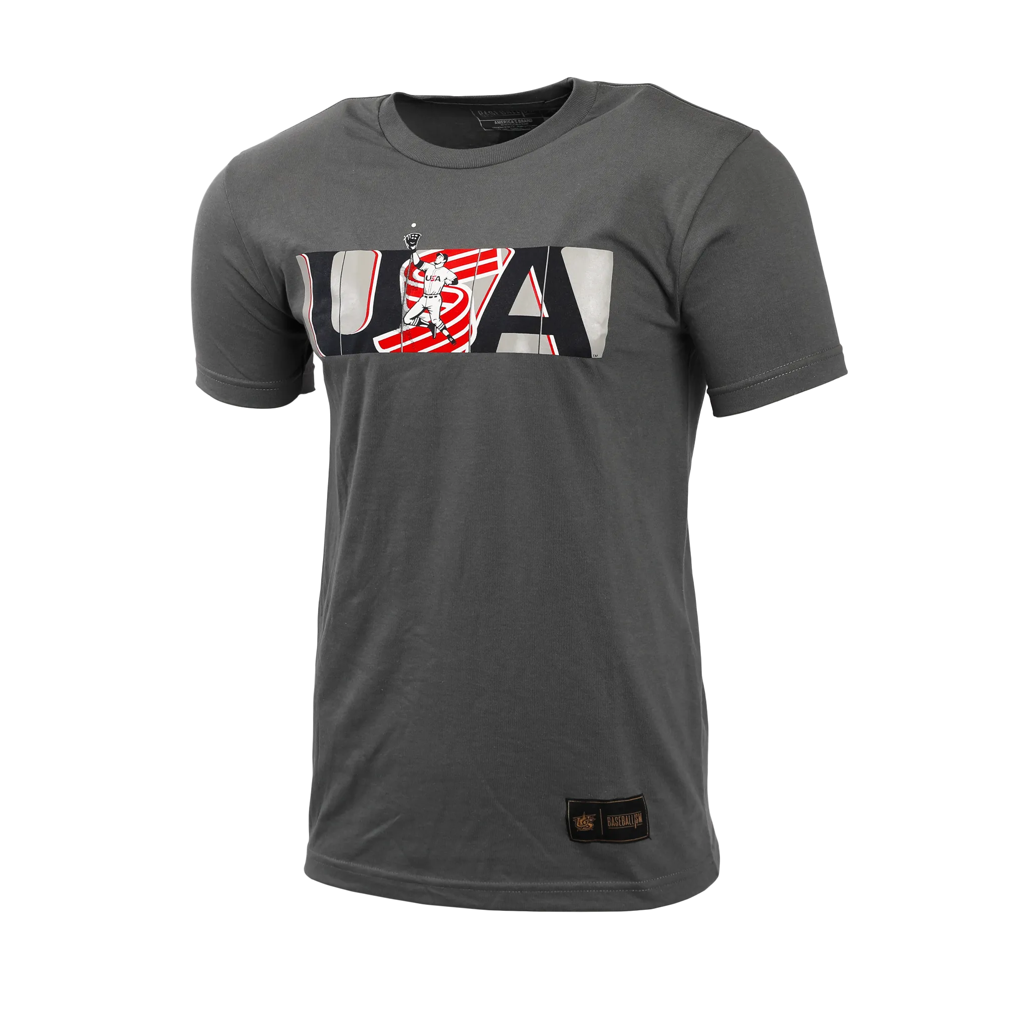 USA x Baseballism Grey Outfield Fence Tee