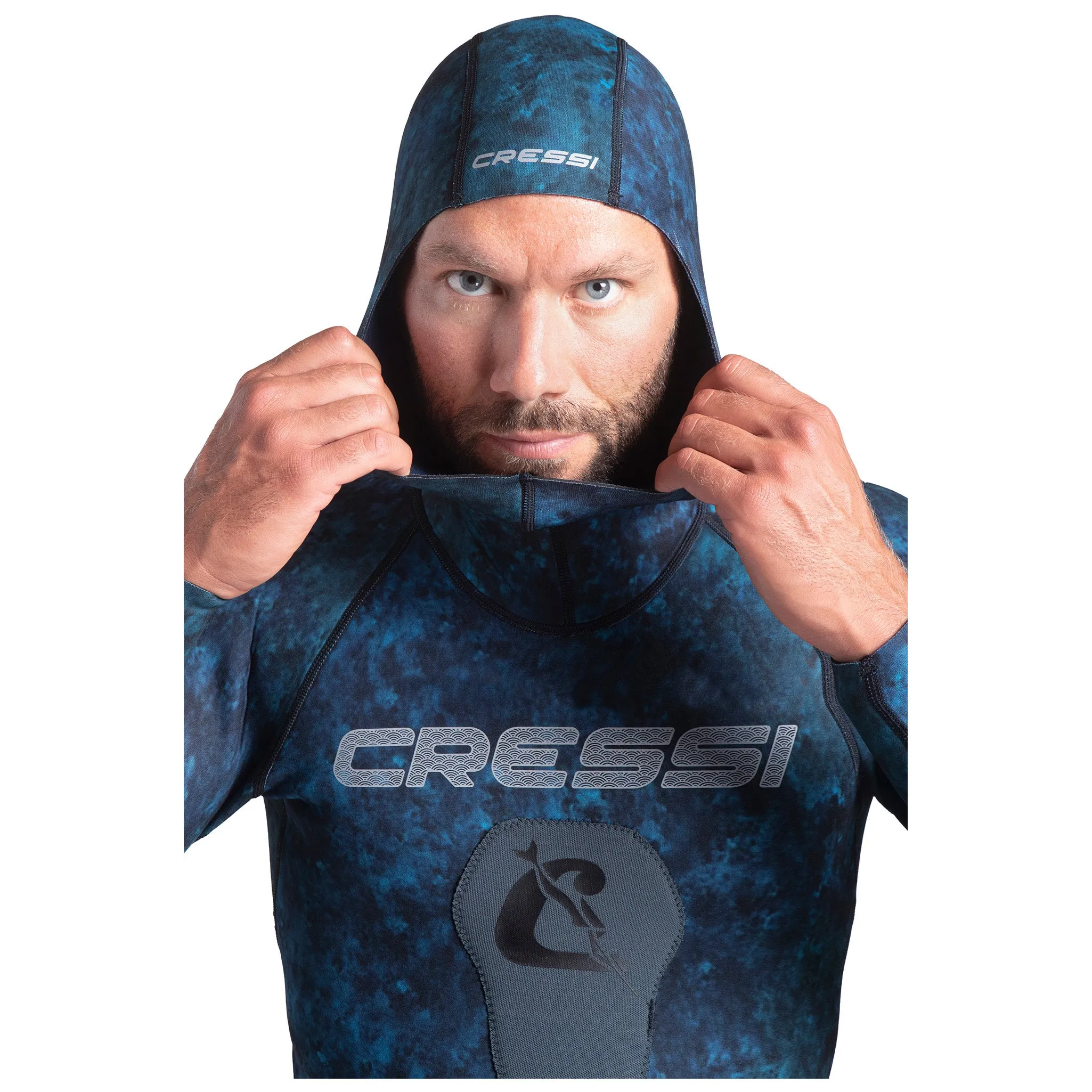 Used Cressi 2mm Man Tokugawa Nylon Two-Piece Wetsuit With Hood - Large