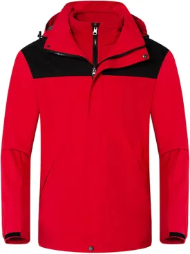Women's 3 In 1 Winter Coat Waterproof Jacket with Removable Lining Women Warm Mountain Windbreaker Hooded Jacket