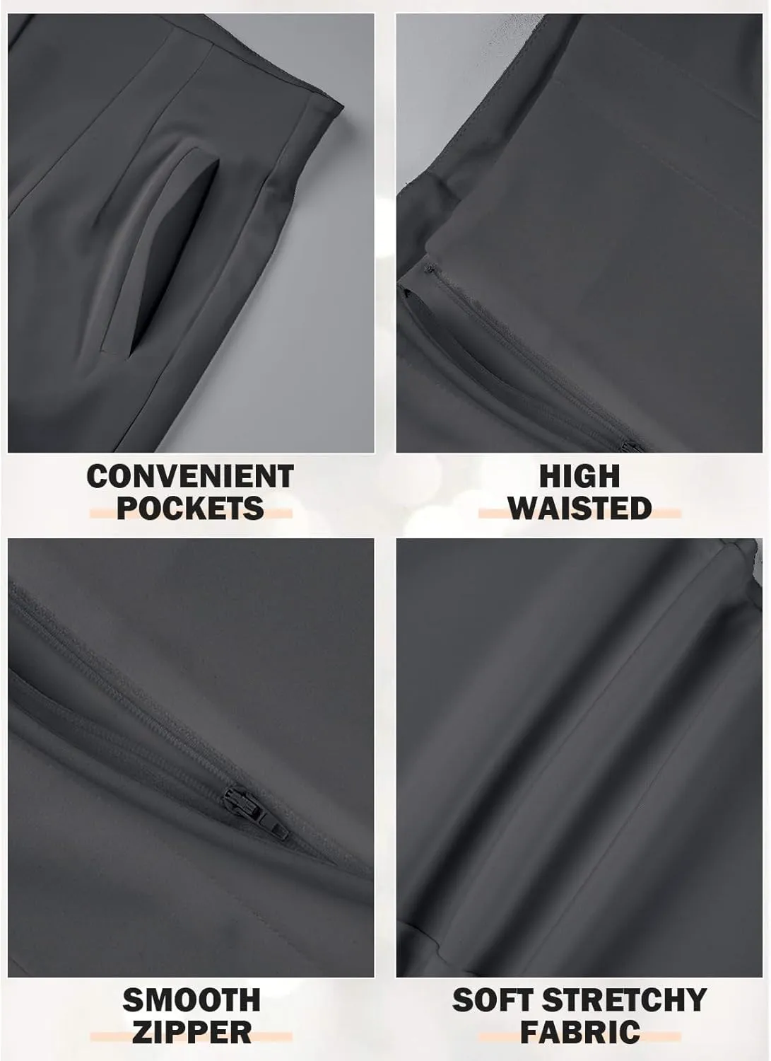 Womens Stretchy High Waisted Pants Trendy Pleated Business Work Trousers with Pockets Straight Leg Dress Pant