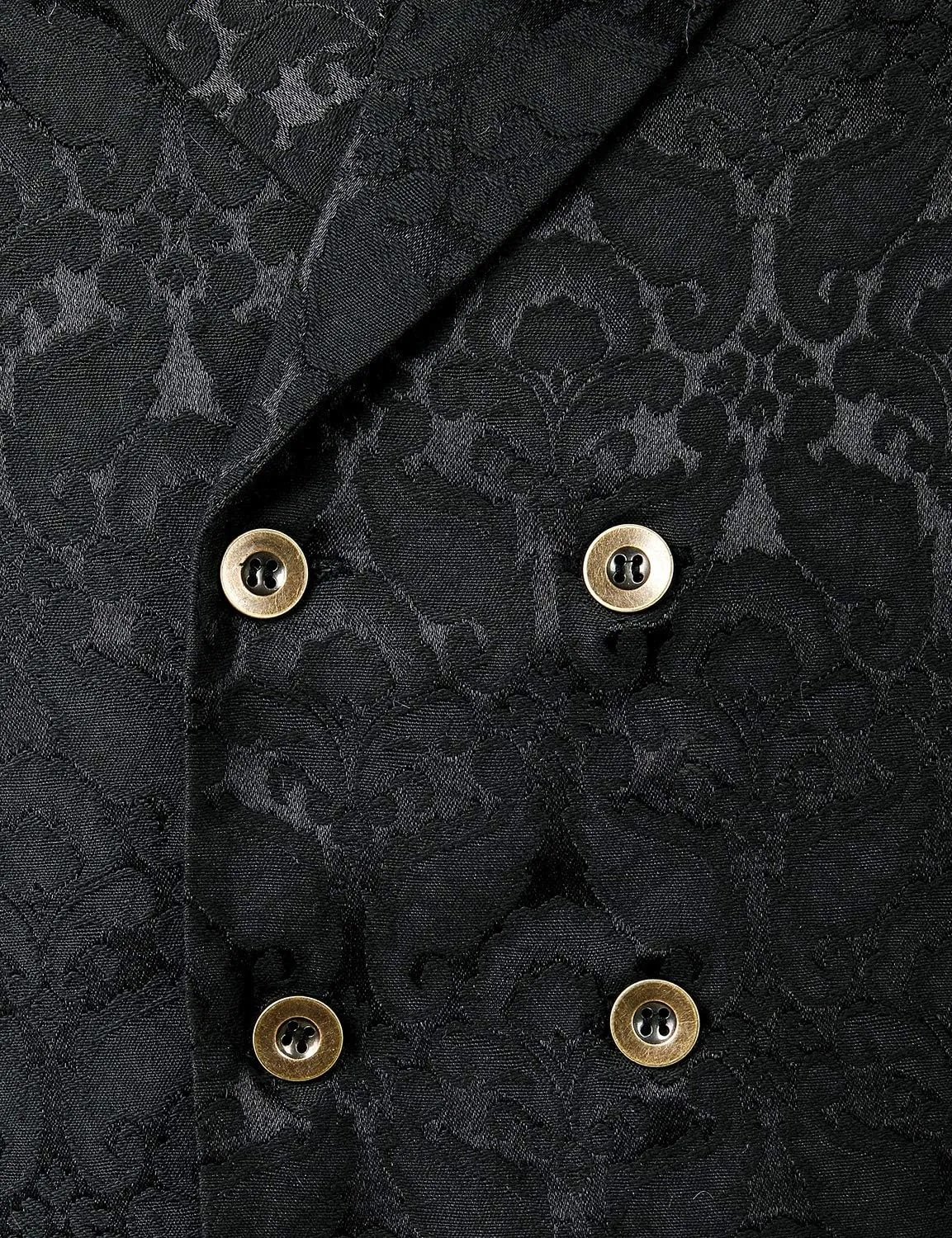 ZEROYAA Mens Gothic Steampunk Double Breasted Jacquard Brocade Vest Waistcoat Sleeveless Tailcoat